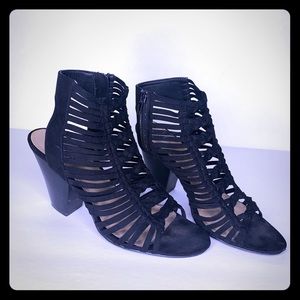 Black Suede Open Heel shoes